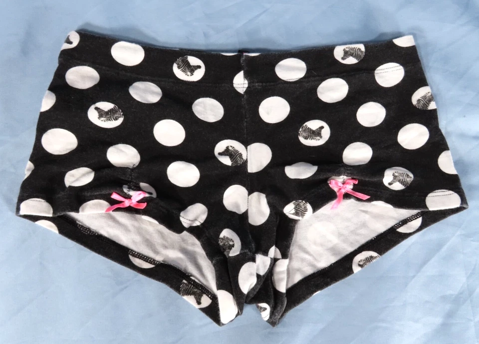 VTG Victoria's Secret Pink EXTRA LOW RISE BOYSHORTS Panties BLACK/WHITE ZEBRA XS - Image 1 of 4