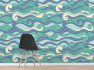 3D Green Sea Wave ZHU4314 Wallpaper Wall Mural Removable Self-adhesive Zoe - Picture 1 of 5