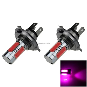 2x Pink Car H4 Turn Light Signal Blub 5 Emitters COB SMD LED P43t H108 - Picture 1 of 5
