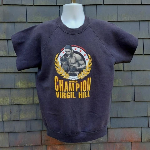 Vintage 80s Virgil Hill, WBA World Champion Cut Off Sweatshirt Tee. Fits Large Cover
