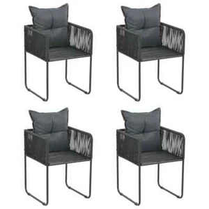 Patio Chairs Outdoor Patio Dining Chair with Pillows Poly Rattan Black vidaXL - Picture 1 of 21