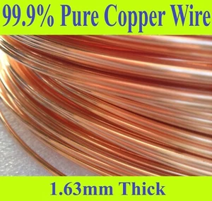 5 to 100mtr x 1.63mm Copper Wire Bare Uncoated 16G SWG = 14G AWG Hobbies Crafts - Picture 1 of 5