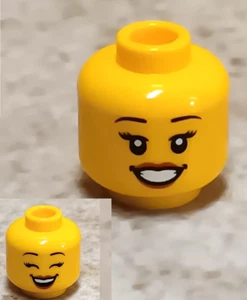 LEGO Laughing Head Girl Big Smile HUGE LASHES Face Woman Teacher Mom Sister Teen - Picture 1 of 1