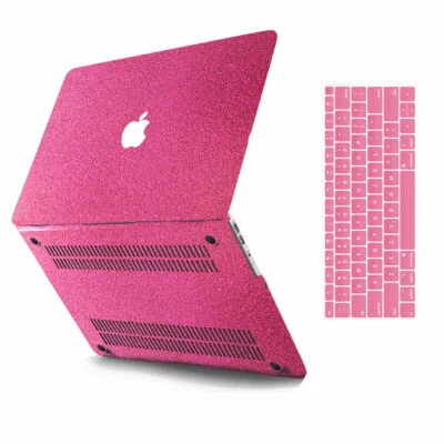 Capa dura revestida em pó brilhante glitter rosa quente para Macbook novo/antigo - Imagem 1 de 4