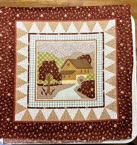 Country Cabin Fabric Panel 28" x 28" Wall Hanging or Pillow - 5th Avenue Designs - Picture 1 of 2