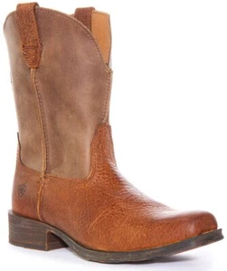 Ariat Rambler in quadratischer Zehenpartie Cowboy Lederstiefel hellbraun Größe UK 3 - 8 - Bild 1 von 12