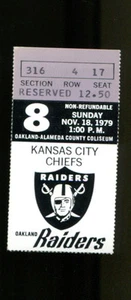 1979 NFL Ticket Oakland Raiders v Kansas City Chiefs 11/18/79 5605 - Picture 1 of 1