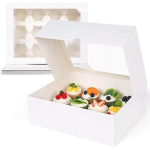 12 Counts Cupcake Boxes 6PCS Cupcake Container with Windows and Inserts Holdi... - Picture 1 of 6