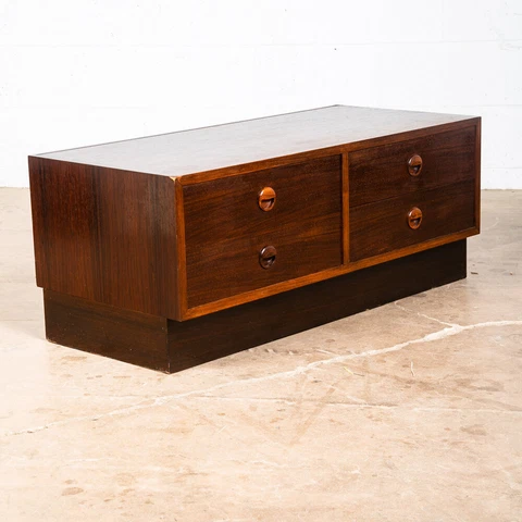 Mid Century Modern Compact Credenza Low Cabinet Entry 4 drawers Rosewood Mcm Cover