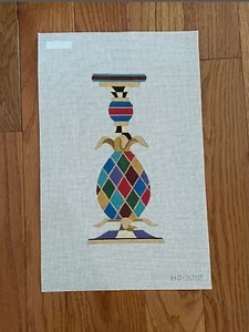 3 PIECE CANDLESTICK CANVASES HANDPAINTED NEEDLEPOINT by RAYMOND CRAWFORD. - Picture 1 of 3