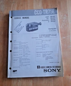 Sony CCD-TR75E Handycam Video Camera Recorder Service Manual UK AUS Model - Picture 1 of 6