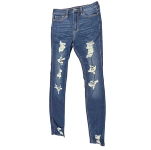 Pantalones de mezclilla Hollister de tiro ultra alto súper ajustados para mujer TALLA 7 clásicos elásticos usados en excelente estado - Imagen 1 de 7