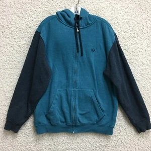 Volcom Hoodie Large Adult Blue Full Zip Sweatshirt Fleece Lined Pockets Mens L - Picture 1 of 12