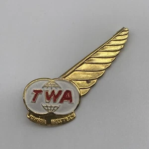 TWA Airline Junior Hostess Enamel Lapel Hat Pin - Picture 1 of 4