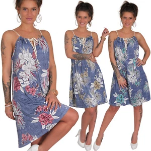 Kleid Sommer Bandeau Blumen Kordel Träger Strandkleid Tuchkleid Tuch 34 36 38 40 - Bild 1 von 19