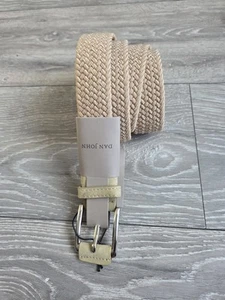 Dan John Elastic Braided Belt Woven with Metal Buckle Beige XL/120cm RRP £20 - Picture 1 of 7