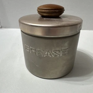 VTG Mirro Grease Aluminum Canister 5” Wooden Handle MCM - Picture 1 of 12