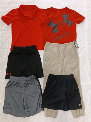 Lote de 6 piezas Camisas Pantalones Cortos All UNDER ARMOUR Niños Nuevos con Etiquetas Pantalones Caqui Talla 5 Ropa  Foto 1 de 4