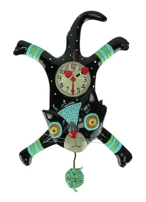 Enesco Craft Attack Cat with Yarn Sculpted Pendulum Wall Clock, 16.25 Inch, M... - Image 1 of 4