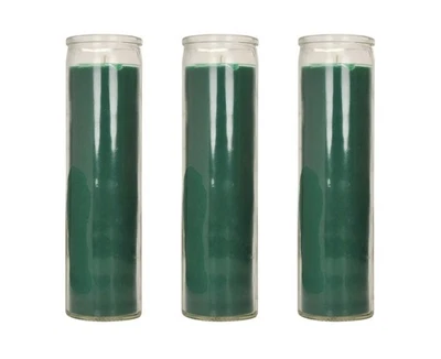 Mega velas - Vela contenedor de oración sin perfume de 2,5"x 8" de alto - Verde, 3 piezas Foto 1 de 2