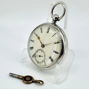 Antiguo reloj de bolsillo Fusee con caja de plata - Londres 1877 RJP - D & M Hyams - Imagen 1 de 18