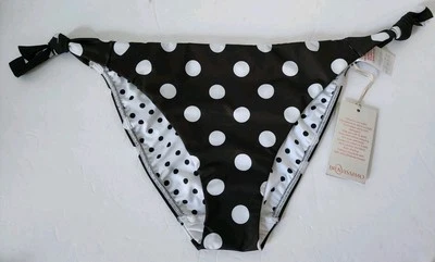 Bravissimo Whitsunday Tie Side  Swim Brief Polka Dot Black White Spot Large New - Image 1 of 4