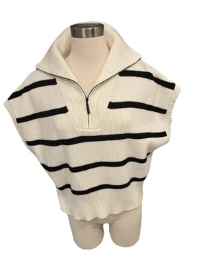 Suéter Mark New York para mujer sin mangas con cremallera blanco y negro talla extra grande Foto 1 de 4