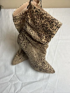 Stivaletti stampa ghepardo sopra la caviglia a punta stiletto zip dietro donna larghi - Foto 1 di 12