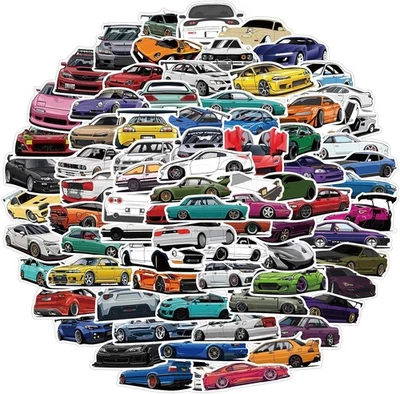 Yiasangly 100 Pack Racing Car Stickers - Waterproof for Multicolor  - Image 1 of 4