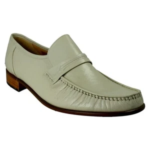 Hombres Grenson Watford Cuero Completo Sin Cordones Vestido Mocasín Zapatos Marfil Reino Unido 12 G - Imagen 1 de 12