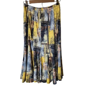 Vintage Joseph Ribkoff gelb Boho Stretch Glitzer Patchwork Maxirock GR 8 - Bild 1 von 9