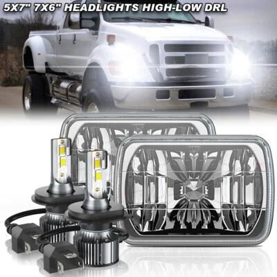 Pair Fit Ford F600/700/800 FT900 F 100 5x7 7x6" LED Headlights Hi/Lo Sealed Beam - Image 1 of 4