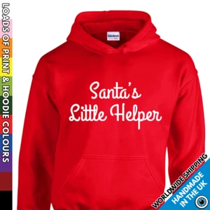Childrens Santas Little Helper Christmas Funny Hoodie - Kids Boy Girl Xmas Hood - Picture 1 of 13