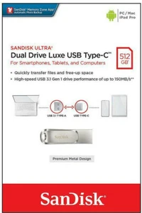 SanDisk 512GB Ultra Dual Drive Luxe Type-C Flash Drive 2-in-1 USB Flash Drive C4 - Picture 1 of 5