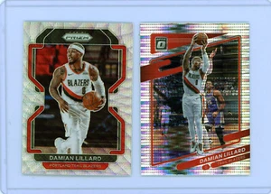 🔥 2 - DAMIAN LILLARD 2021-22 PRIZM REFRACTOR ONDA PLATA + HOLOGRAMA PULSAR ÓPTICO - Imagen 1 de 2