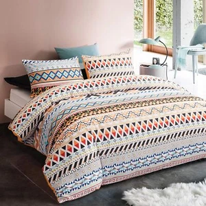 GEFEII 100% Cotton Duvet Cover Set King Soft Breathable Orange 3 Pieces Beddi... - Picture 1 of 9