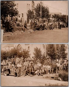 RPPC 1908 Souris Manitoba Methodist Church Completion Construction Crew x2 - Picture 1 of 5