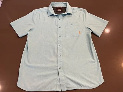 Merrell Light Blue Teal Short Sleeve Button Up Shirt Wicking Size M - Image 1 of 4