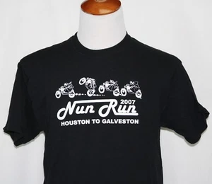 New 2007 Nun Run Houston to Galveston Bike Rally T-Shirt Black Large 100% Cotton - Picture 1 of 5