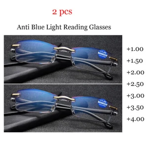 2 stk randlose Lesebrille Anti-Blu-Ray Computer Damen Herren Brille +1,0 to +4,0 - Bild 1 von 7