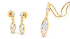 0.52 Cts Round Brilliant Cut Pave Diamonds Pendant Earrings Set In 14Karat Gold