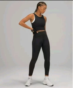 Lululemon Power Thru High Rise Tight Size 2 25" Inseam Solid Black W5CVIS - Picture 1 of 11