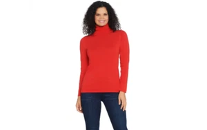 Joan Rivers Armario Builders Clásico Tejido Cuello de Tortuga Rojo L A295940 QVC - Imagen 1 de 3