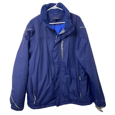 Chaqueta Lands End Azul Marino Nylon Impermeable Abrigo con Capucha Parka Para Hombre Grande Foto 1 de 4