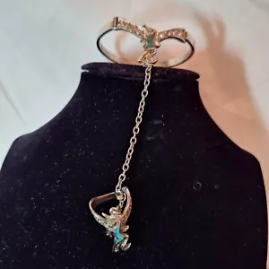 Vintage G&S 89 Blue Turqouise Inlay Silver Unicorn Slave Bracelet W Ring - Picture 1 of 5