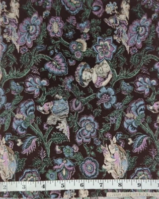 VTG Jinny Beyer RJR Fabrics 35" Remnant Pictorial Victorian Blue/Purple Cotton - Image 1 of 3