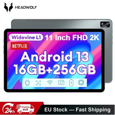 Headwolf 11 Pollici 2K FHD Android 13 16GB RAM 256GB ROM Tablet Dual SIM 4G LTE - Imagen 1 de 4