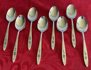 Oneida 18/8 stainless My Rose lot of 8 soup spoons 6 7/8" NM polished - Picture 1 of 5