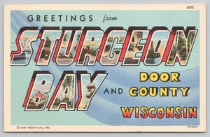 Sturgeon Bay Wisconsin Großbrief Door County Vintage Postkarte 1953 - Bild 1 von 2