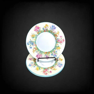 Wedgwood Prairie Flowers 8" Salad Plates SET 3 Colorful Hand Painted Porcelain - Picture 1 of 7